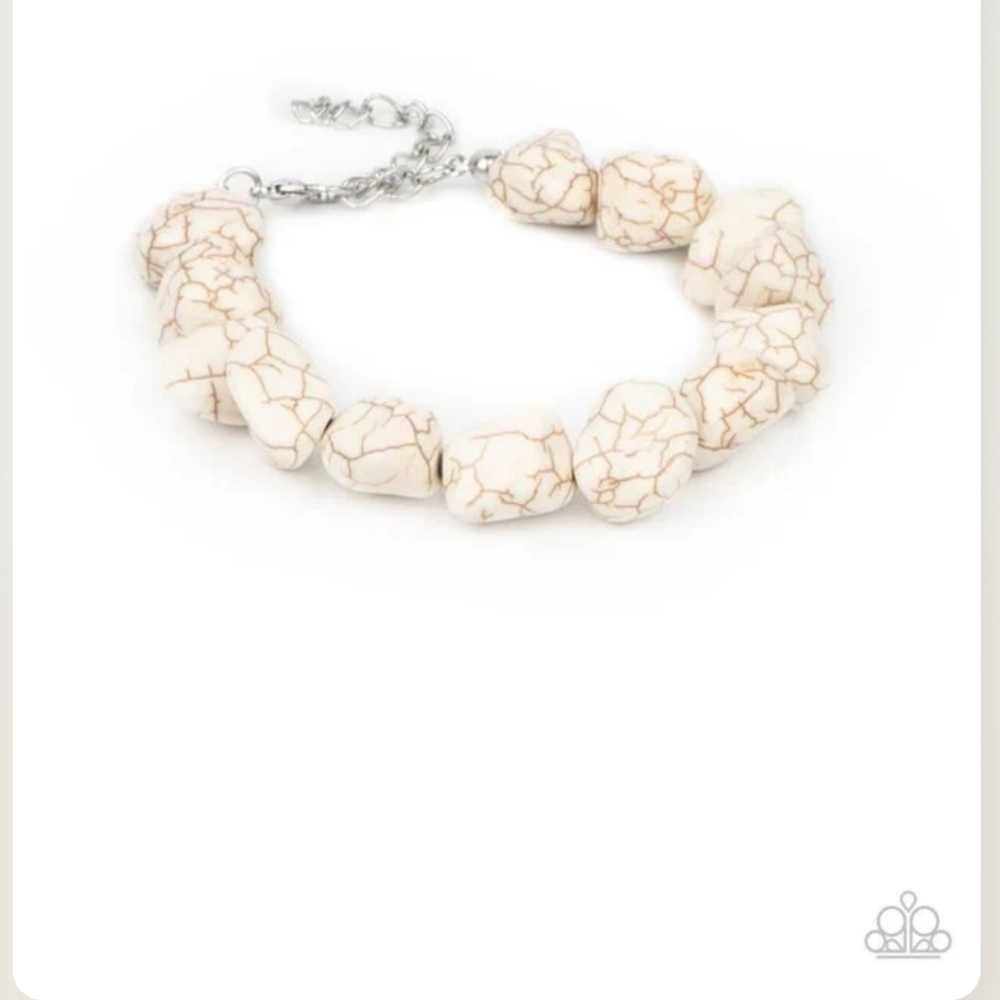 Prehistoric Paradise - White Bracelet Crackle Fashion Jewelry Paparazzi